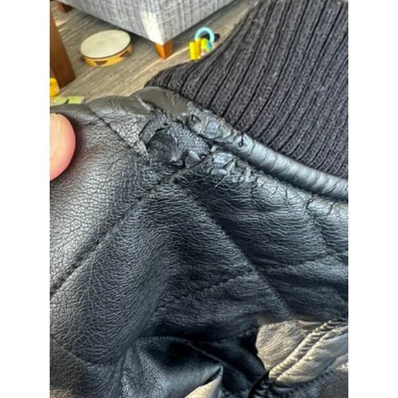 Guess black Faux leather jacket w some flaws and wear cute style size M - Picture 5 of 16